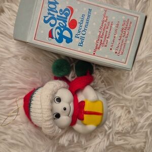 Snow Bells Vintage Porcelain Bell Christmas Ornament by Giftco - New in Package